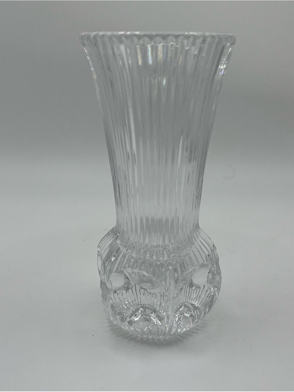 Vintage Fostoria Melissa Vertical Ribbed Bud Cut Lead Crystal Vase 4.75x2”